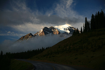 Nature, Mountains, Twilight, Clouds, Road, Dusk HD wallpaper