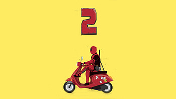 Deadpool 2, funny, scooter, ride, minimal, poster HD wallpaper