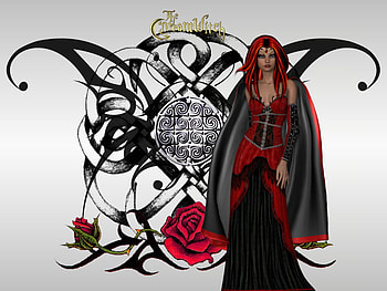 Goth Gurl, rose, design, black, red, girl, dark HD wallpaper