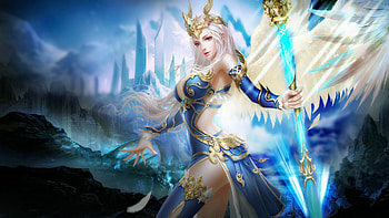 Beautiful Angel, wings, angel, beautiful, sceptre HD wallpaper