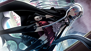 Rain, night, skirt, anime, cloak, girl, long hair, dark HD wallpaper