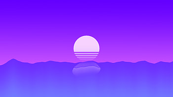 Sunset, sea, Outrun, retro, art HD wallpaper