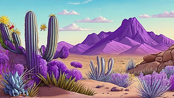 Desert, desert, sky, paint, painting, cactus HD wallpaper