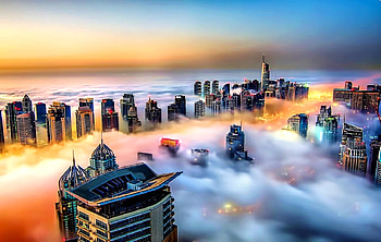 Skyscrapers in Fog, Skyscraper, Cloud, Fog, City HD wallpaper