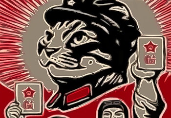 Komrade Kat, prc, asia, popart, cats, soldiers, politics, china HD wallpaper