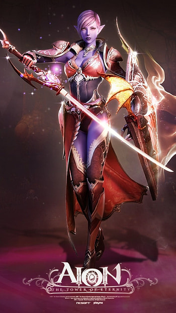 Preview aion the tower of eternity, girl, skull, magic, fire HD phone wallpaper