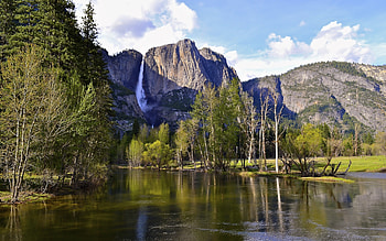 Yosemite National Park, USA landscape, River mountains HD wallpaper