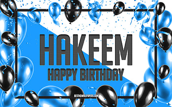 Happy Birtay Hakeem, Birtay Balloons Background, Hakeem, with names, Hakeem Happy Birtay, Blue Balloons Birtay Background, Hakeem Birtay HD wallpaper