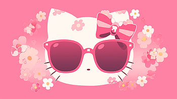 Hello Kitty Chic Sunglasses, Hello Kitty, sunglasses, pink, flower, cute HD wallpaper