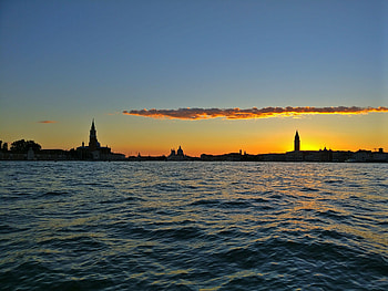 Cities, Water, Dawn, City, Horizon, Ripples, Ripple HD wallpaper