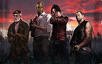 Blood-soaked adventure, Zombie-themed , Terrifying atmosphere, Defiant survivors HD wallpaper