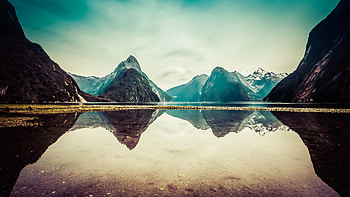 Milford Sound, Mountains, Reflection HD wallpaper