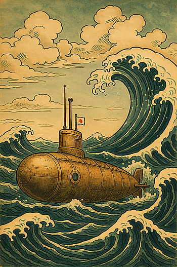 Submarine Adventure with Vintage Ocean Waves, ocean, wave, vintage, Ocean Waves HD phone wallpaper