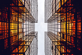 Glass building, sky, modern architecture HD wallpaper