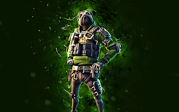 Militia Doggo, , green neon lights, Fortnite Battle Royale, Fortnite characters, Militia Doggo Skin, Fortnite, Militia Doggo Fortnite HD wallpaper