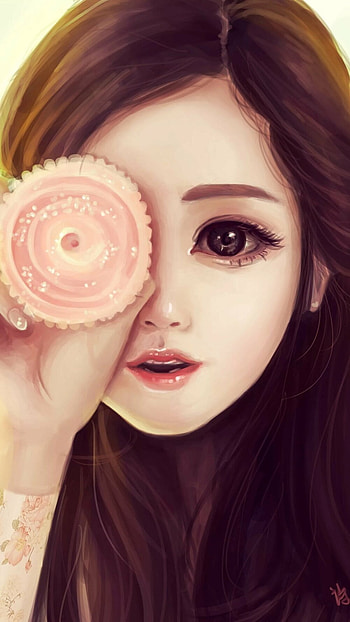 Cute Cartoon Girl, Lovely Adorable HD phone wallpaper