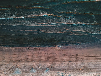 Nature, Sea, Waves, Sand, View From Above, Coast HD wallpaper