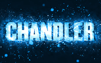 Happy Birtay Chandler, , blue neon lights, Chandler name, creative, Chandler Happy Birtay, Chandler Birtay, popular american male names, with Chandler name, Chandler HD wallpaper