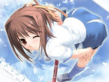 Wink, anime girl, anime, smile, blushing HD wallpaper