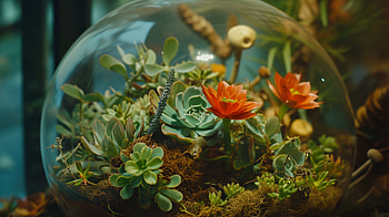 Lush Miniature Garden - Terrarium, terrarium, succulents, flower, indoor plants, gardening HD wallpaper