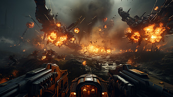Space Battle, space, Sci Fi, Helldivers 2, fire, apocalypse HD wallpaper