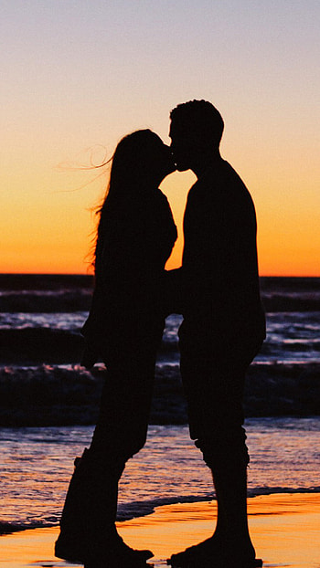 Sunset beach kiss, Lovers by the sea, Eternal love, Serene moment HD phone wallpaper