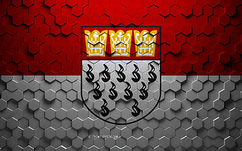 Flag of Cologne, honeycomb art, Cologne hexagons flag, Cologne, 3d hexagons art, Cologne flag HD wallpaper