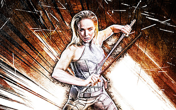 White Canary, grunge art, Sara Lance, superheroes, brown abstract rays, DC Comics, White Canary HD wallpaper