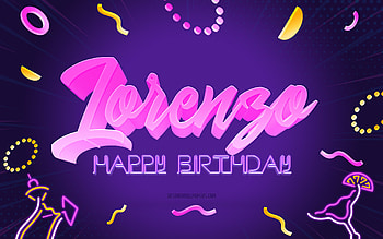 Happy Birtay Lorenzo, , Purple Party Background, Lorenzo, creative art, Happy Lorenzo birtay, Lorenzo name, Lorenzo Birtay, Birtay Party Background HD wallpaper
