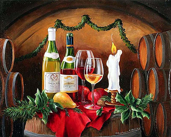 Holiday arrangement, still life, holiday, art, new year, wine HD wallpaper