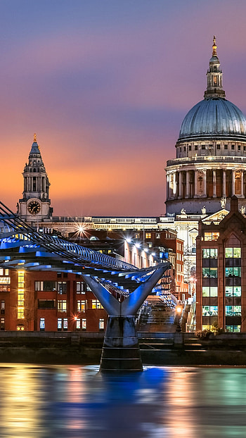 St. Paul's Cathedral, Night view, South Bank, Windows 10 spotlight HD phone wallpaper