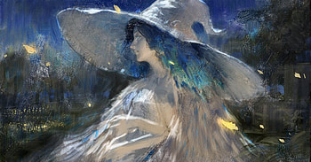 Ranni, yuhong ding, witch, blue, fantasy, art, girl, hat HD wallpaper