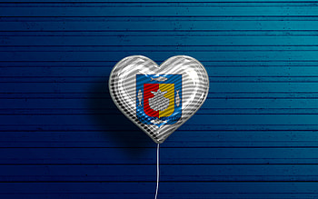 I Love Baja California Sur, , realistic balloons, blue wooden background, Day of Baja California Sur, mexican states, flag of Baja California Sur, Mexico, balloon with flag, States of Mexico, Baja California Sur flag, Baja California Sur HD wallpaper