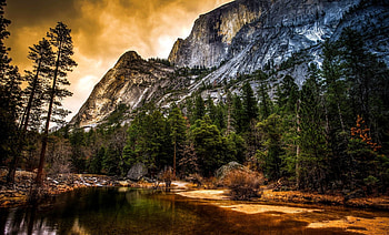 Cloudy day, Lake, Nature, Forest, Mountain HD wallpaper