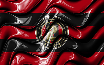 Atlanta United 2 flag, , red and black 3D waves, USL, american soccer team, Atlanta United 2 logo, football, soccer, Atlanta United 2 FC HD wallpaper