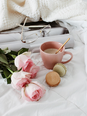 Flowers, Roses, Pink, Cookies, Coffee, Miscellanea, Miscellaneous, Cup HD phone wallpaper