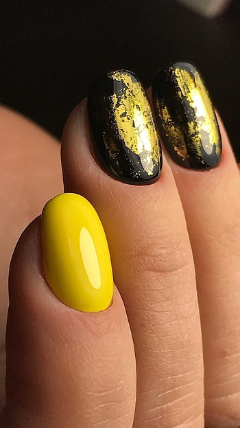 Black And Yellow, Nails HD phone wallpaper