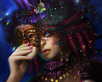 Mask for the night, night, lady, beautiful, mask HD wallpaper