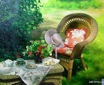 Beautiful Morning, chair, flowers, morning, hat HD wallpaper