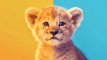 Vibrant Cub Portrait in Ultra, cub, lion, Animal, cute, portrait HD wallpaper
