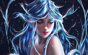 Blue hair, girl, fantasy, art HD wallpaper