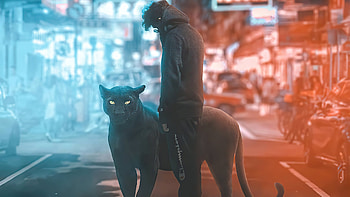 Black Panther And Hoodie Boy , artist, artwork, digital-art HD wallpaper