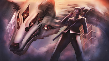Wolf Protector And The Silent Swordsman, wolf, artist, artwork, art, digital-art HD wallpaper