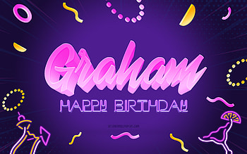 Happy Birtay Graham, , Purple Party Background, Graham, creative art, Happy Graham birtay, Graham name, Graham Birtay, Birtay Party Background HD wallpaper
