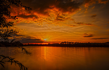 Nature, Rivers, Sunset, Sky, Horizon HD wallpaper