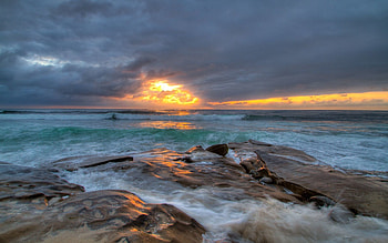 Nature, Sunset, Sky, Sea, Waves, Lumen, Colors, Color, Plate, Slabs, Opening HD wallpaper