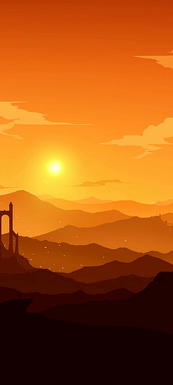 Vector sunrise, Nature , Artistic beauty, Vibrant colors HD phone wallpaper