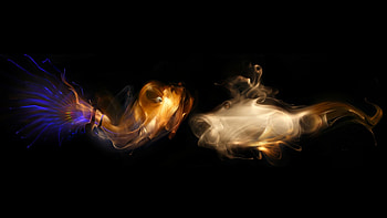 Multi color smoke fish with black background 3d gaming . HD wallpaper