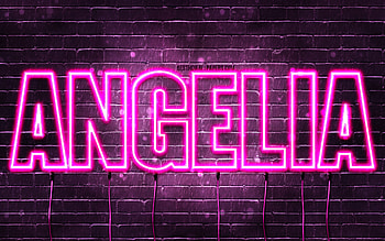Angelia, , with names, female names, Angelia name, purple neon lights, Angelia Birtay, Happy Birtay Angelia, popular italian female names, with Angelia name HD wallpaper