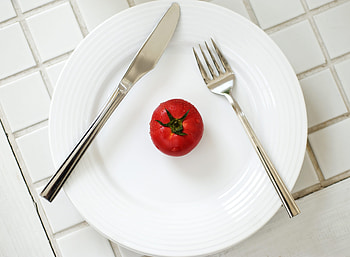 Drops, Minimalism, Plate, Fork, Tomato, Knife HD wallpaper